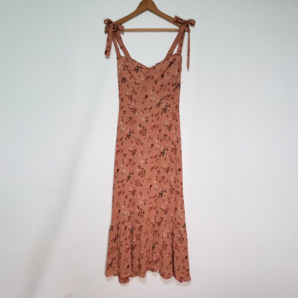 NWT Reformation Nikita Floral Midi Dress in Arianne (Rose Pink) Size‎ 8 - Picture 4 of 16